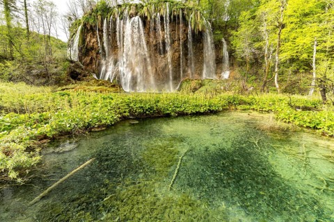 The Veliki Prstavac waterfall in Plitvice Lakes National Park, Croatia