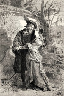 Gretchen confesses her love to Faust, first part of the tragic play Faust by Johann Wolfgang von