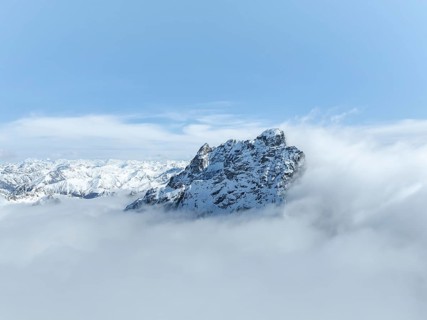 Mountain peak Piz Kesch in the clouds, Albula Alps, Rhaetian Alps, Grisons, Eastern Switzerland,