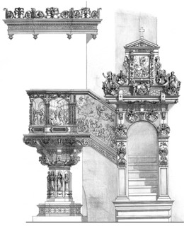 Historical architectural illustration from the 19th Century, 1881, German Renaissance style,