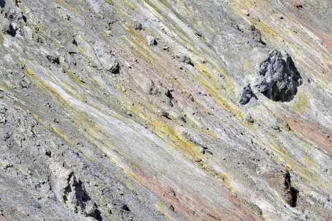 Craters with sulfur deposits and volcanic rocks, Vulcano, Aeolian or Lipari Islands, Sicily,