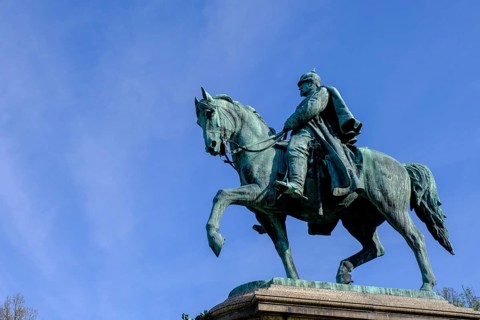 Equestrian monument to Duke Ernst II, castle garden, Festungsweg, Coburg, Upper Franconia,