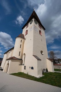 Historic Evangelical Lutheran fortified church of St Nicholas, Offenhausen, Middle Franconia,