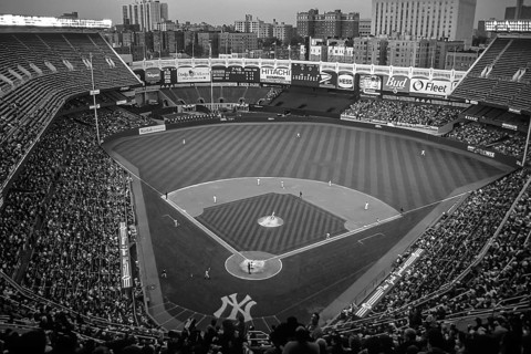 Baseball game in the former Yankee Stadium built in 1923, demolished in 2008, New York City, USA