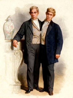 Chang and Eng Bunker, 1811–1874, known as the Siamese Twins, digitally edited