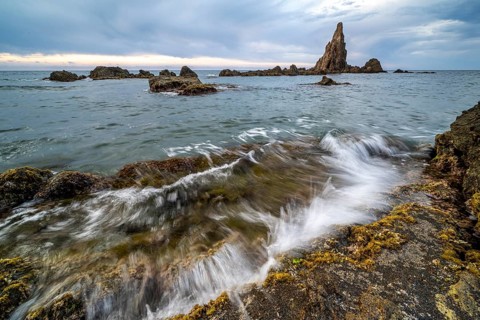 Rocky coast, Cabo de Gata-Nijar Natural Park, Almeria, Andalusia, Spain