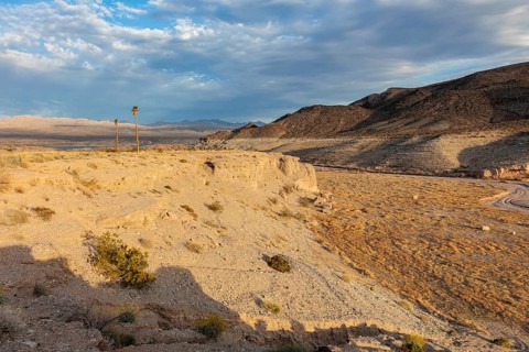 Echo wash drains into the Overton Arm of Lake Mead at Echo Bay, Nevada, USA