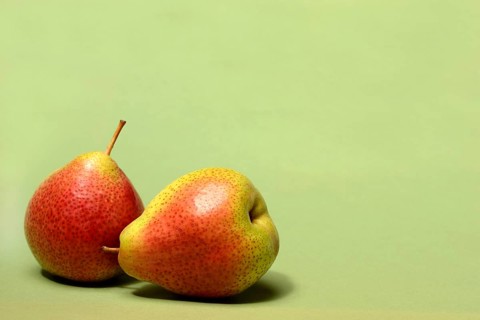 Pear, type of 'trout' on green background