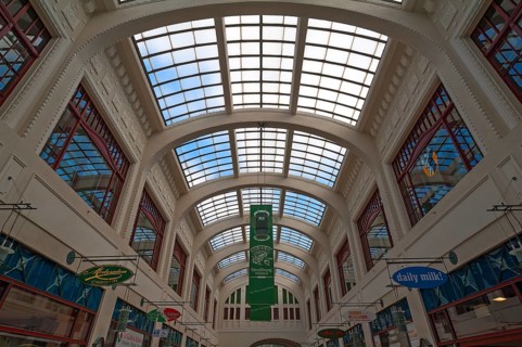Glass roof of Strassburg-Passage, shopping arcade, opened in 1908, Berliner Strasse, Görlitz, Upper