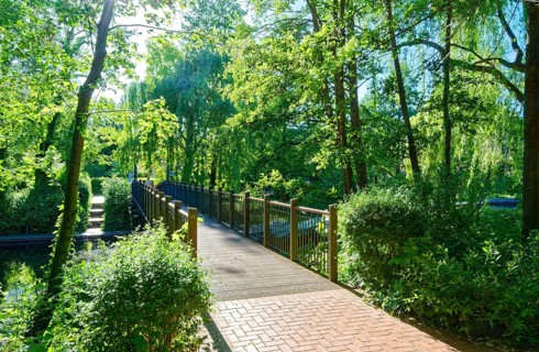 Steg to Schlossinsel on the main Spree near Lübben, a natural watercourse in the Spreewald, in the