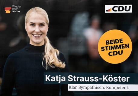 Large poster for the 2025 Bundestag election by the CDU with Katja Strauss-Köster, Witten, Ruhr