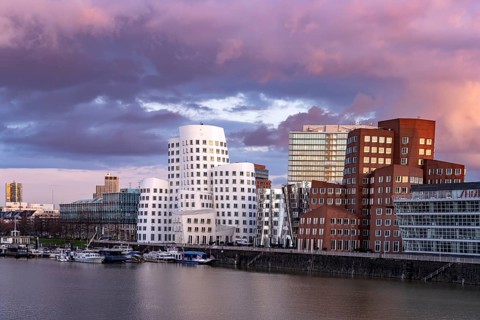 Gehry Buildings - New Customs Yard at the Media Harbour in Düsseldorf, North Rhine-Westphalia,