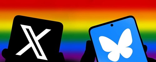 Bluesky and X (twitter) logo is displayed on smartphone.