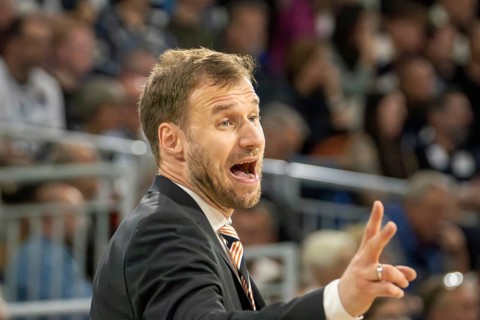 Heidelberg, 04.05.2024: Anton Gavel, coach of Ratiopharm Ulm, at his team's away game at Academics