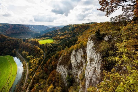 Autumnal forest, Eichfelsen viewpoint, near Irndorf, Upper Danube nature park Park, Upper Danube