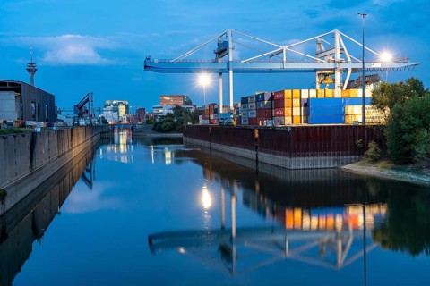 Port facilities, container terminal of DCH Düsseldorfer Container Hafen GmbH, Neuer Zollhof