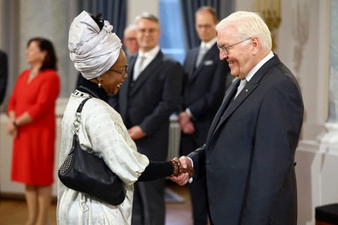 Edith Antoinette Itoua (Republic of Congo) is received by Frank-Walter Steinmeier (President of the