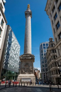 The Monument, 61-meter high Doric column and memorial commemorating the Great Fire of 1666, built