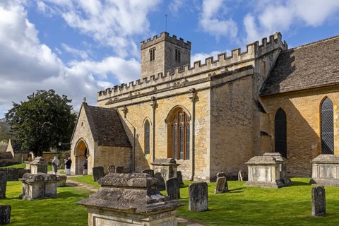 St Mary's Church, Tombstones, Bibury, The Cotswolds, England, Great Britain