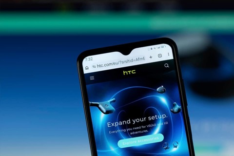 Dhaka, Bangladesh - 05 May 2026: Close-up of htc's homepage on a smartphone