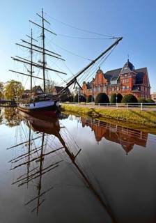 Brigg Friederike von Papenburg on the main canal in front of the town hall, Papenburg, Germany's