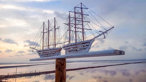 Replica of the precious ship that worked in the sea salt industry in Torrevieja, Spain