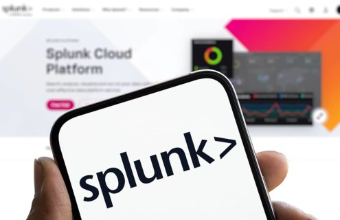 splunk logo is displayed on smartphone. Splunk Inc. is an American software company
