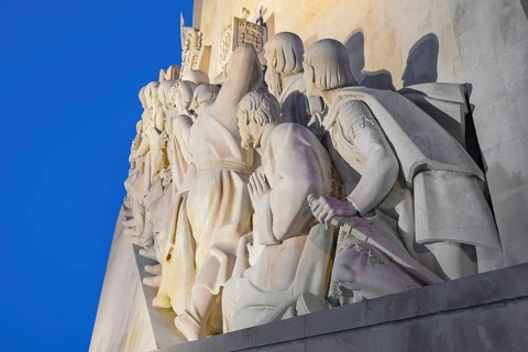 Monument to the Discoveries (Padrao dos Descobrimentos) at dusk, Belem, Lisbon, Portugal