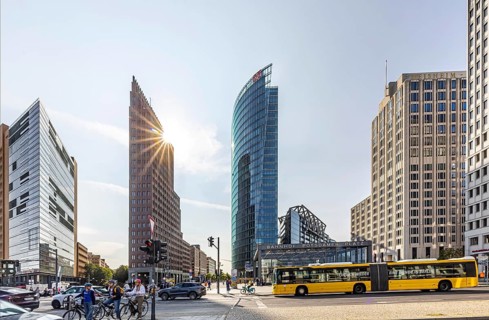 Modern office buildings, tower blocks at Potsdamer Platz Berlin, Germany