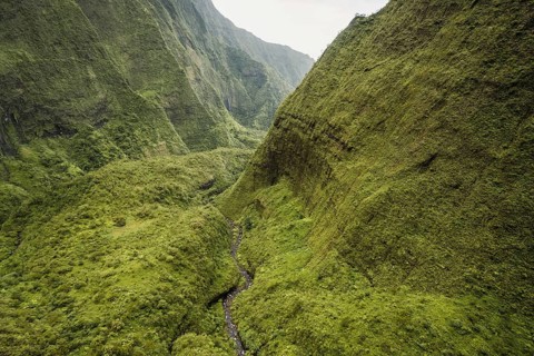 Aerial view Mount Wai'ale'ale, Kauai, Hawaii, USA, North America