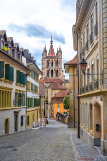 Exterior view, Notre-Dame Cathedral, former episcopal church of the diocese of Lausanne, today the