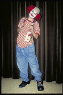 Little girl dressed as a clown, Bavaria, Germany