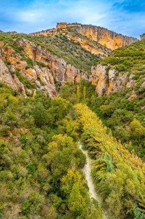 Views of the final viewpoint of the mountain trail on the walkways in Alquezar. Pyrenees