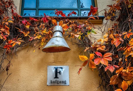 Nostalgic lamps at the entrance to the house, Hakesche Höfe, Berlin, Germany