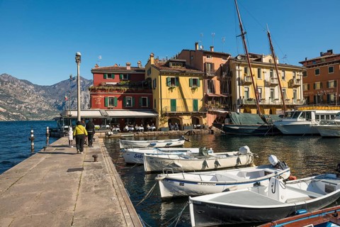 Picturesque village with colorful houses on the lake, Malcesine, Lake Garda, Verona province,