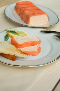 Southern German cuisine, salmon trout terrine arranged on a plate, salmon terrine with trout