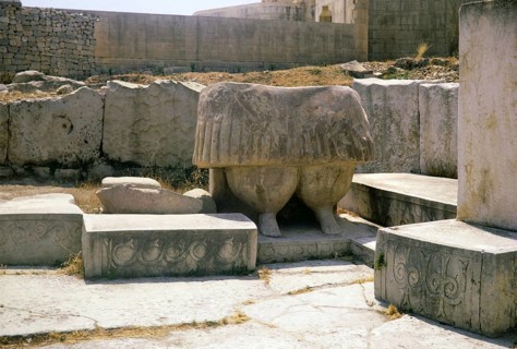 Fat lady sculpture, Neolithic temples of Tarxien, prehistoric archaeological site, Malta, Europe