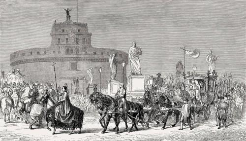 The papal procession, Feast of the Immaculate Conception at the Mausoleum of Hadrian, Rome, Italy,
