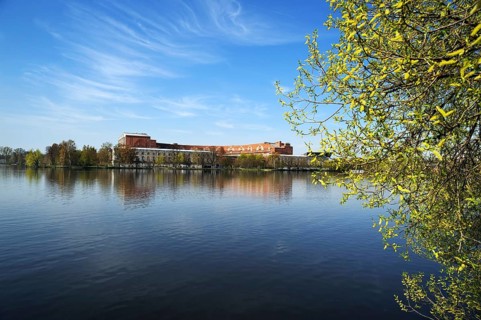 General view of the former incomplete Congress Hall of the NSDAP 1933-1945, front the Dutzenteich,
