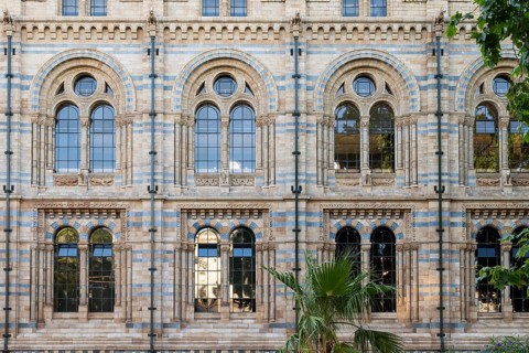 Façade, Natural History Museum or Natural History Museum, built in 1860 in Romanesque-Byzantine