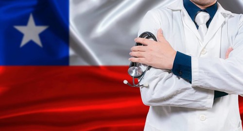 Chilean national health system, Medical professional holding sthetoscope isolated