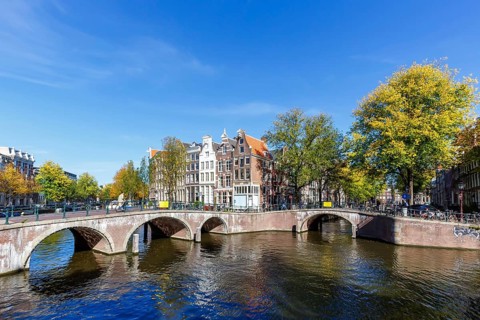 Canals and bridges Building on the Keizersgracht in the city of Amsterdam, Netherlands