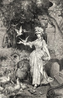 Lili feeding pigeons, Lili's Park, poem by Johann Wolfgang von Goethe