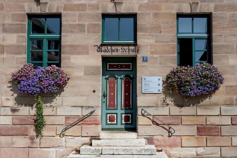 Entrance to the former girls' school, built in 1886, now a music school and youth centre,