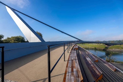 New bridge over the Rhine-Herne Canal and the Emscher, leap over the Emscher, bicycle and