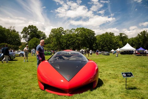 Grosse Pointe Shores, Michigan - The 1988 Pontiac Banshee concept on display at the Eyes on Design'