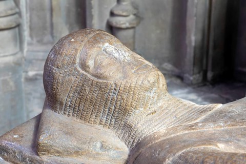 Stone tomb effigy of Sir Robert de Berkeley died 1220, St Mary Redcliffe Church, Bristol, England,