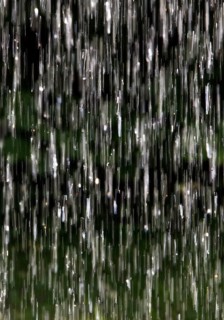 Heavy rain in sunlight, detailed view, Witten, North Rhine-Westphalia, Germany