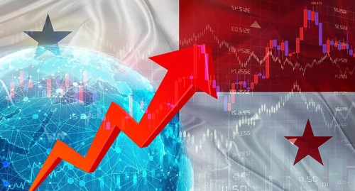 Global financial growth with Panama flag. Financial growth with Panama flag on economic background