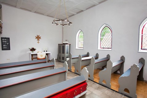 Huguenot church building, Friedrichsdorf, Hofgeismar, Weserbergland, Hesse, Germany
